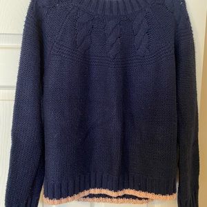 Navy Blue Sweater with Pink Trim